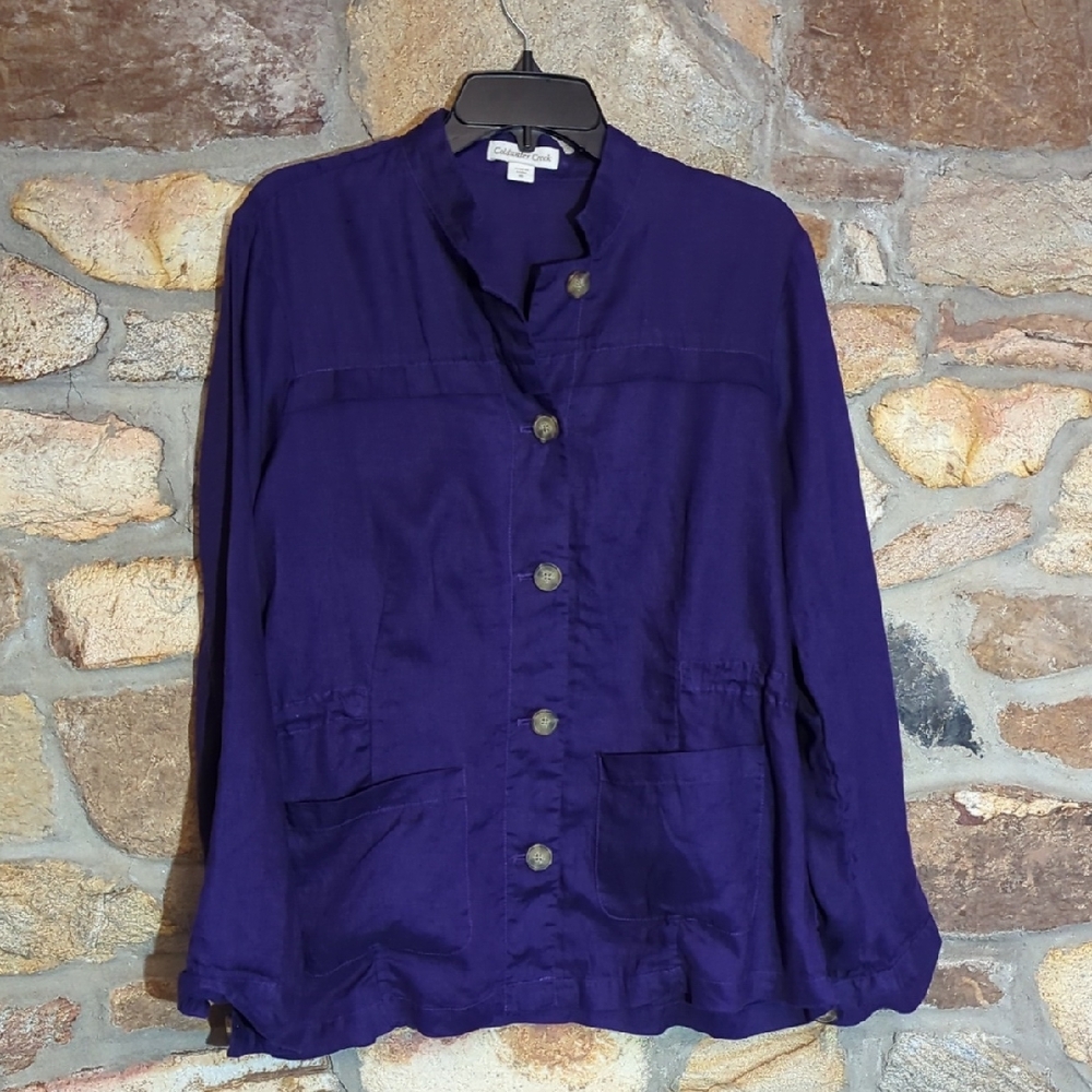 100% Linen Coldwater Creek Deep Purple Blazer